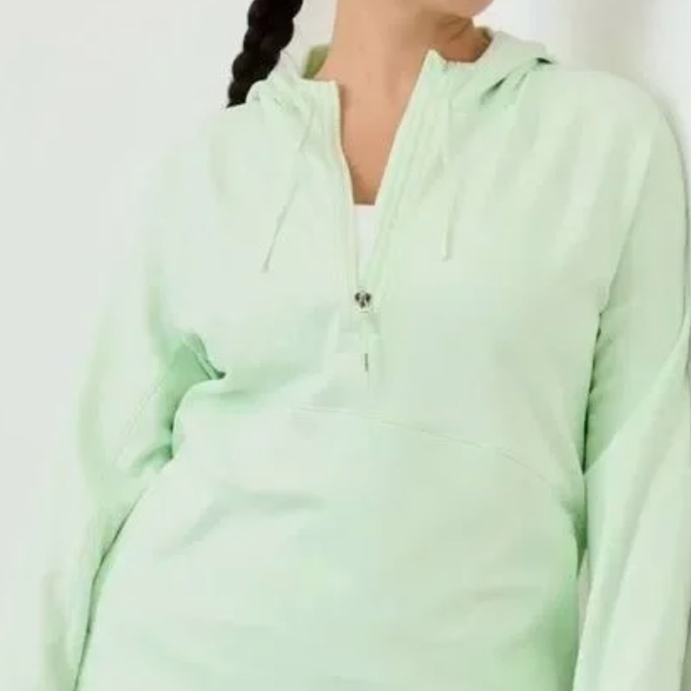 Athleta Unstoppable Fleece Lined Half Zip Sweatshirt in Mint Tint